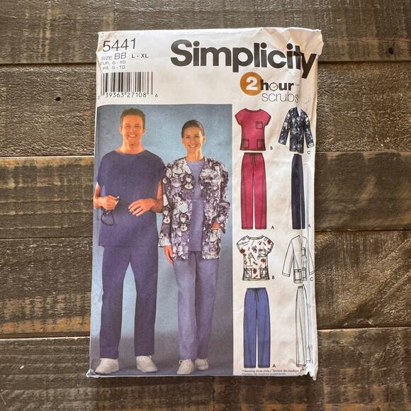 Simplicity 5441 Scrubs Pants Top Jacket Sewing Pattern Size BB L-XL UNCUT - Picture 1 of 3